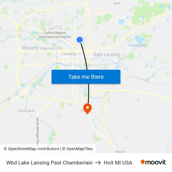 Wbd Lake Lansing Past Chamberlain to Holt MI USA map