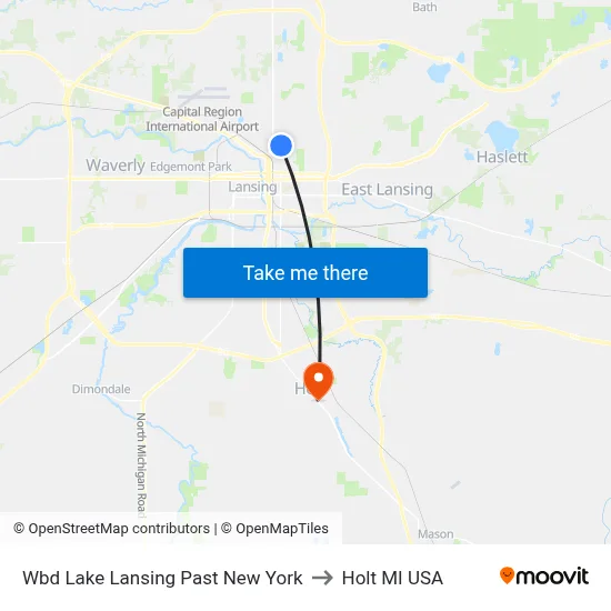 Wbd Lake Lansing Past New York to Holt MI USA map