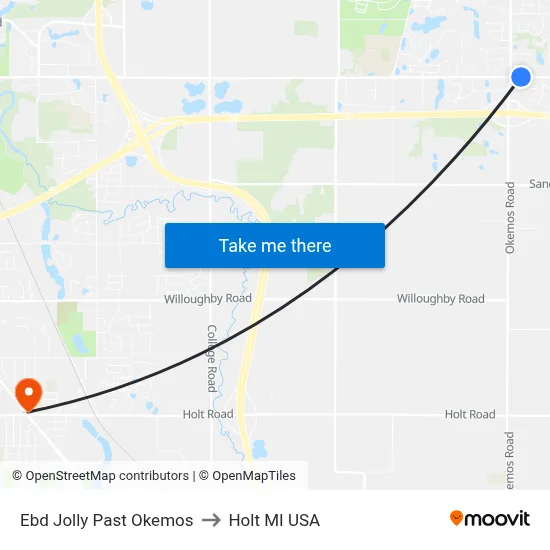 Ebd Jolly Past Okemos to Holt MI USA map