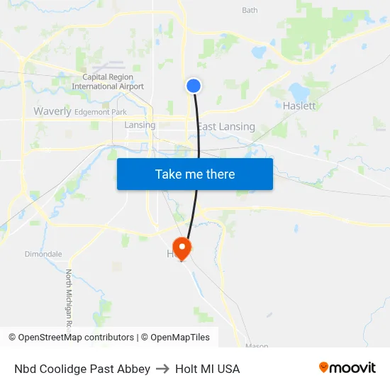 Nbd Coolidge Past Abbey to Holt MI USA map