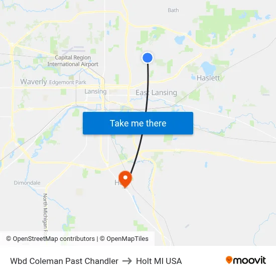 Wbd Coleman Past Chandler to Holt MI USA map