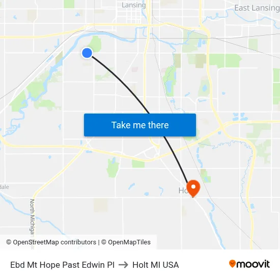 Ebd Mt Hope Past Edwin Pl to Holt MI USA map