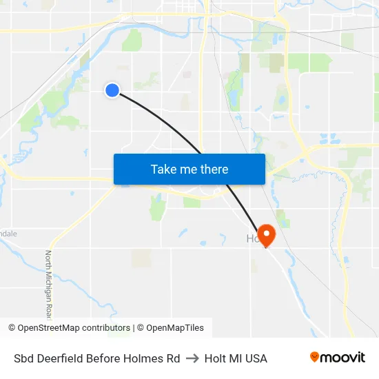 Sbd Deerfield Before Holmes Rd to Holt MI USA map