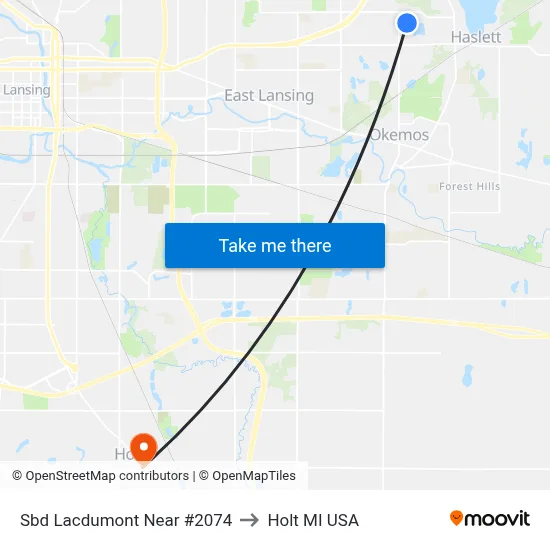 Sbd Lacdumont Near #2074 to Holt MI USA map