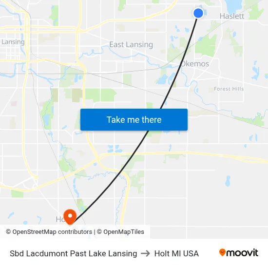 Sbd Lacdumont Past Lake Lansing to Holt MI USA map