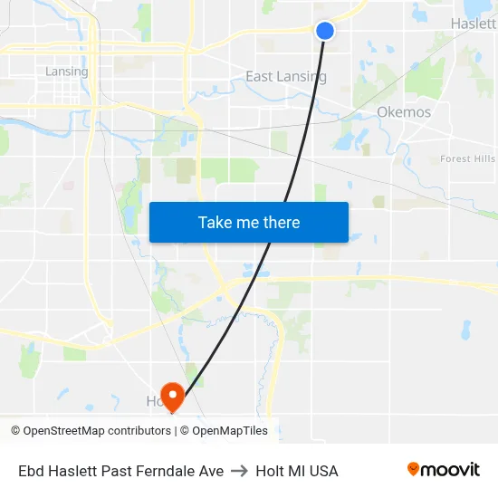 Ebd Haslett Past Ferndale Ave to Holt MI USA map