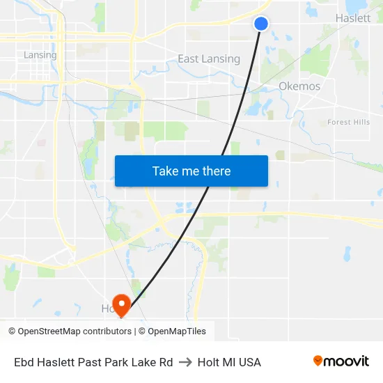 Ebd Haslett Past Park Lake Rd to Holt MI USA map
