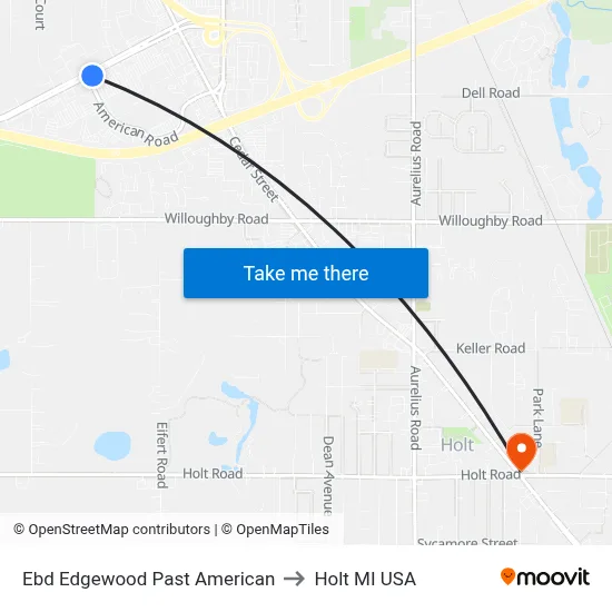 Ebd Edgewood Past American to Holt MI USA map