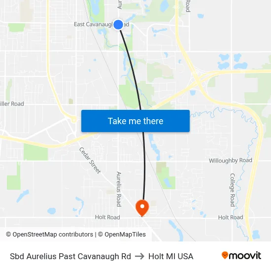 Sbd Aurelius Past Cavanaugh Rd to Holt MI USA map