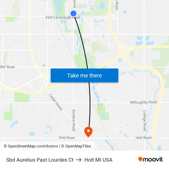 Sbd Aurelius Past Lourdes Ct to Holt MI USA map