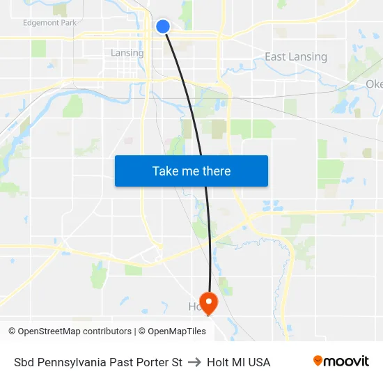 Sbd Pennsylvania Past Porter St to Holt MI USA map