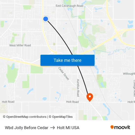 Wbd Jolly Before Cedar to Holt MI USA map