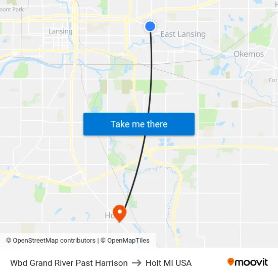 Wbd Grand River Past Harrison to Holt MI USA map