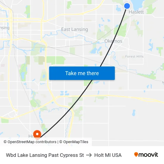 Wbd Lake Lansing Past Cypress St to Holt MI USA map