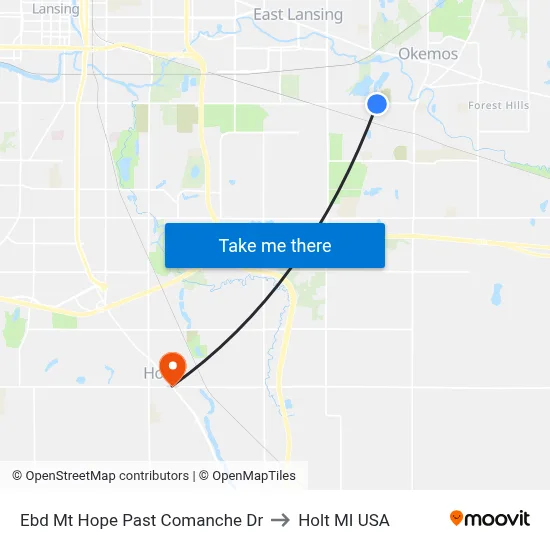 Ebd Mt Hope Past Comanche Dr to Holt MI USA map