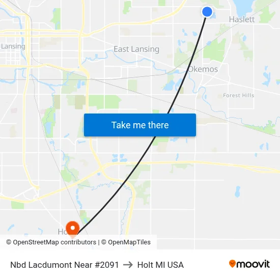 Nbd Lacdumont Near #2091 to Holt MI USA map