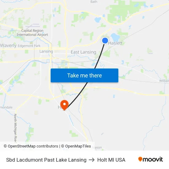 Sbd Lacdumont Past Lake Lansing to Holt MI USA map