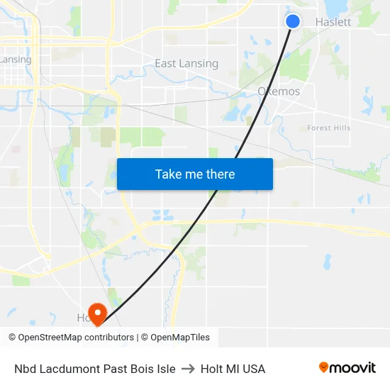 Nbd Lacdumont Past Bois Isle to Holt MI USA map