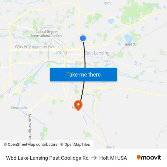 Wbd Lake Lansing Past Coolidge Rd to Holt MI USA map