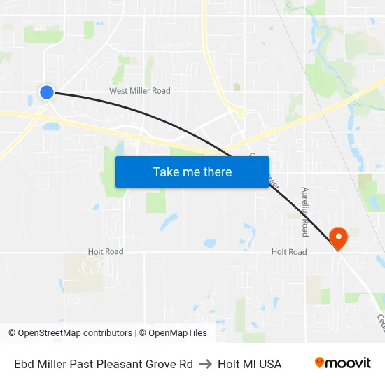 Ebd Miller Past Pleasant Grove Rd to Holt MI USA map