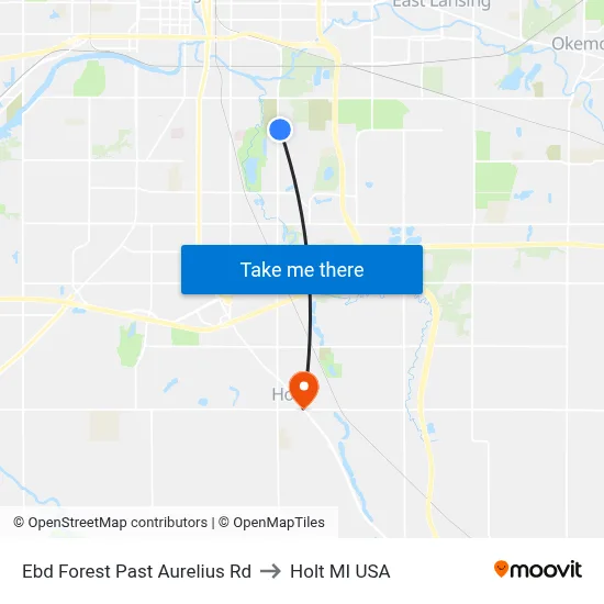Ebd Forest Past Aurelius Rd to Holt MI USA map