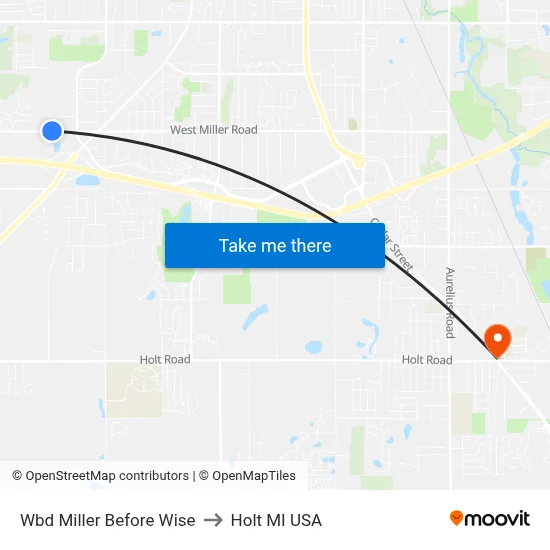 Wbd Miller Before Wise to Holt MI USA map