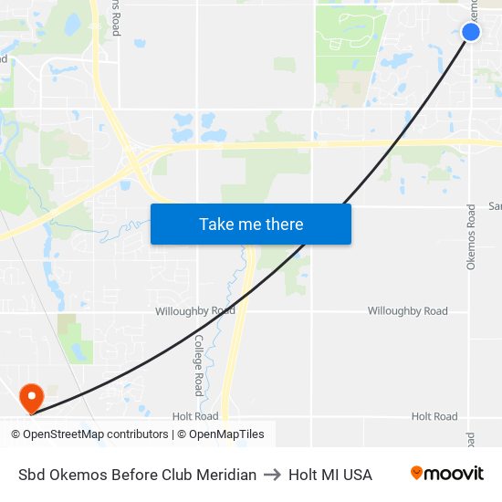 Sbd Okemos Before Club Meridian to Holt MI USA map