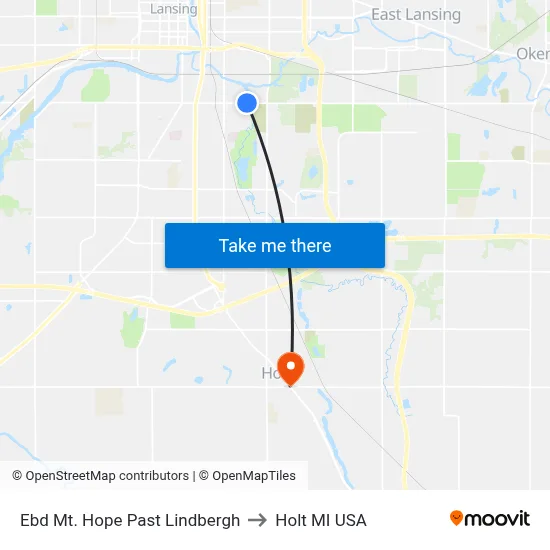 Ebd Mt. Hope Past Lindbergh to Holt MI USA map