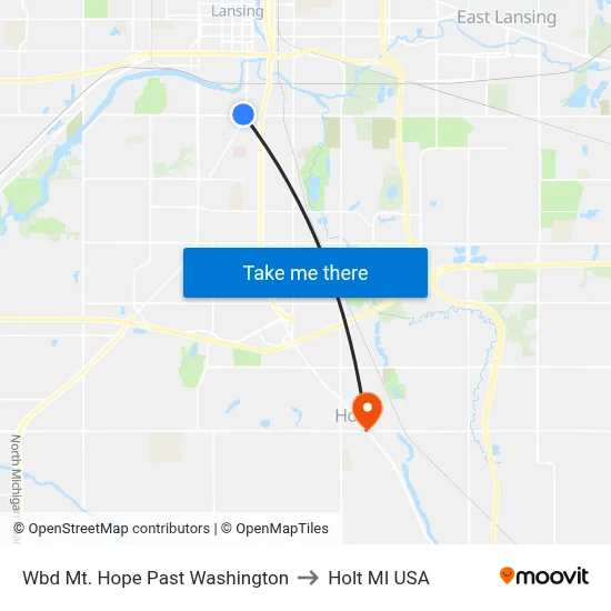 Wbd Mt. Hope Past Washington to Holt MI USA map