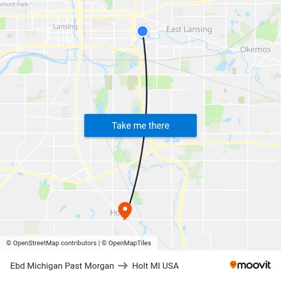 Ebd Michigan Past Morgan to Holt MI USA map