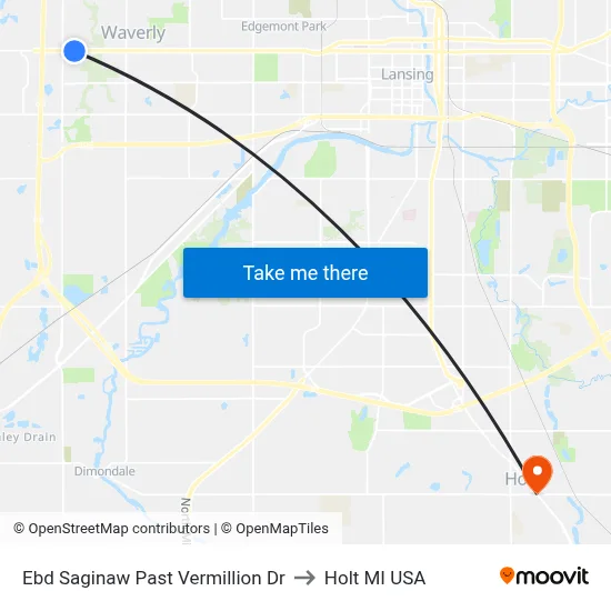 Ebd Saginaw Past Vermillion Dr to Holt MI USA map