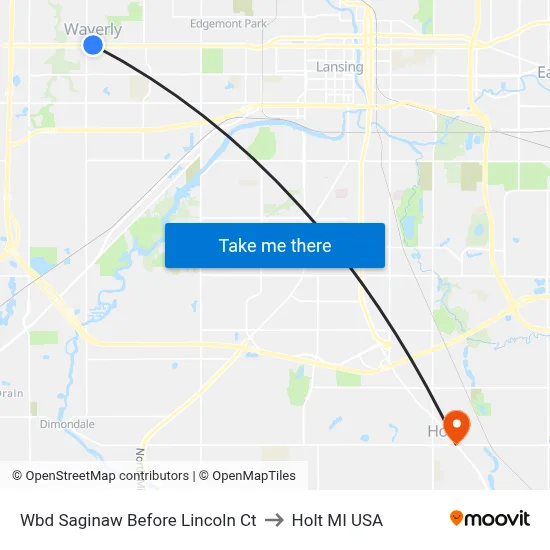 Wbd Saginaw Before Lincoln Ct to Holt MI USA map