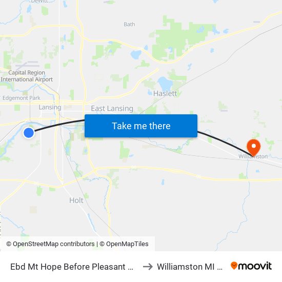 Ebd Mt Hope Before Pleasant Grove to Williamston MI USA map