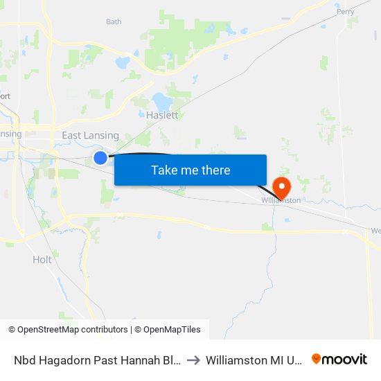 Nbd Hagadorn Past Hannah Blvd to Williamston MI USA map