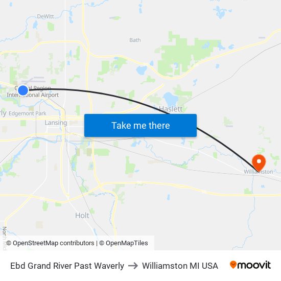 Ebd Grand River Past Waverly to Williamston MI USA map