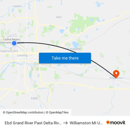 Ebd Grand River Past Delta River to Williamston MI USA map