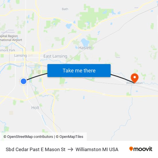 Sbd Cedar Past E Mason St to Williamston MI USA map