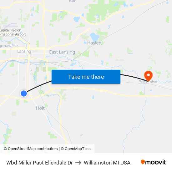 Wbd Miller Past Ellendale Dr to Williamston MI USA map