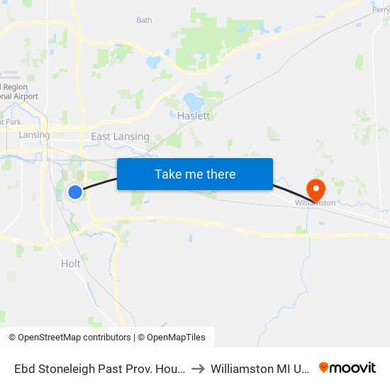Ebd Stoneleigh Past Prov. House to Williamston MI USA map