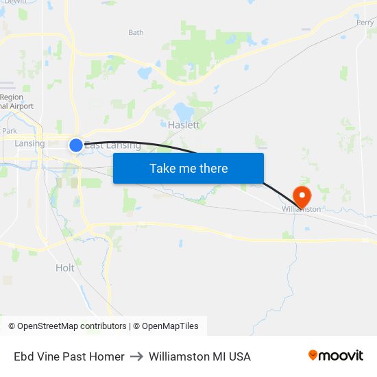 Ebd Vine Past Homer to Williamston MI USA map