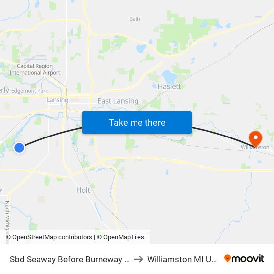 Sbd Seaway Before Burneway Dr to Williamston MI USA map