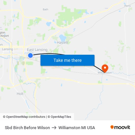 Sbd Birch Before Wilson to Williamston MI USA map
