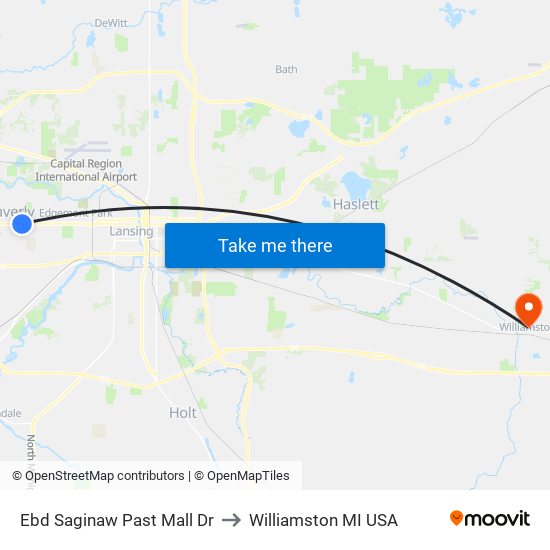Ebd Saginaw Past Mall Dr to Williamston MI USA map