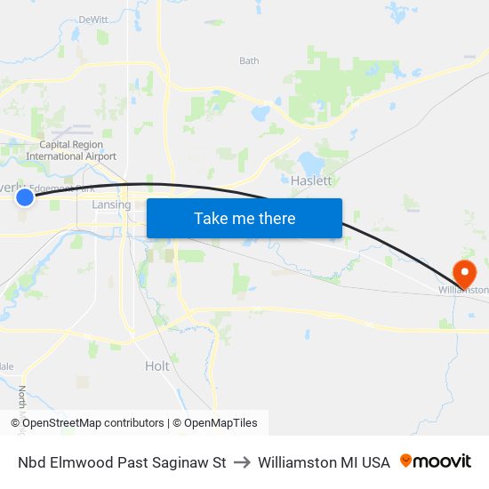 Nbd Elmwood Past Saginaw St to Williamston MI USA map