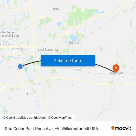 Sbd Cedar Past Paris Ave to Williamston MI USA map