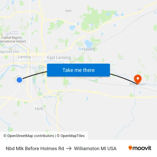 Nbd Mlk Before Holmes Rd to Williamston MI USA map