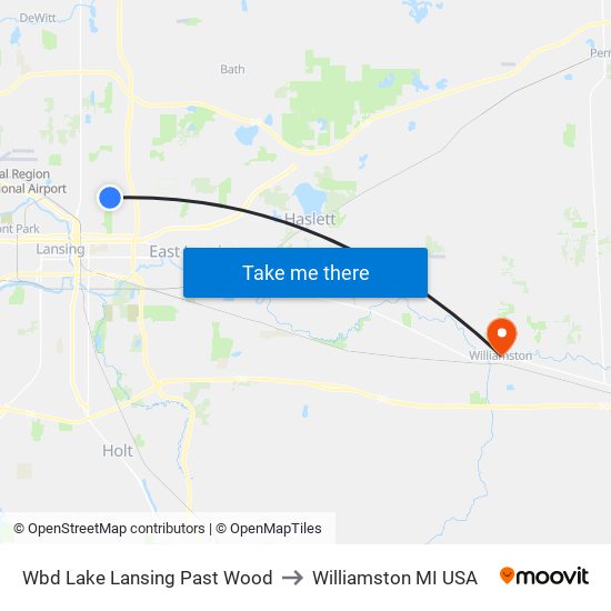 Wbd Lake Lansing Past Wood to Williamston MI USA map