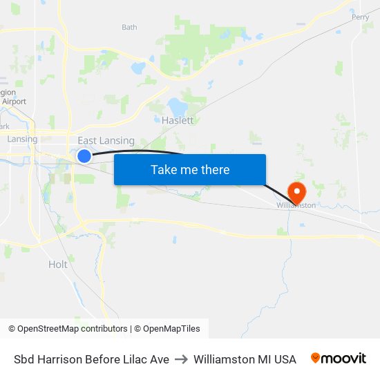 Sbd Harrison Before Lilac Ave to Williamston MI USA map