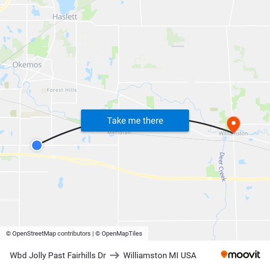 Wbd Jolly Past Fairhills Dr to Williamston MI USA map