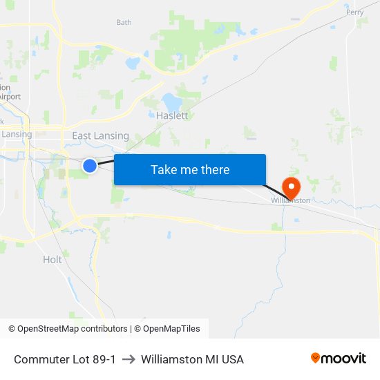 Commuter Lot 89-1 to Williamston MI USA map